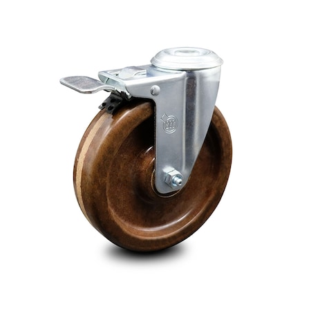 Service Caster 5 Inch High Temp Phenolic Wheel Bolt Hole Caster with Total Lock Brake SCC SCC-BHTTL20S514-PHRHT